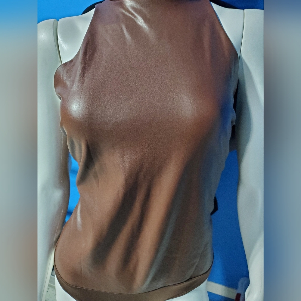 SKIMS Faux Leather High Neck Bodysuit 2XL